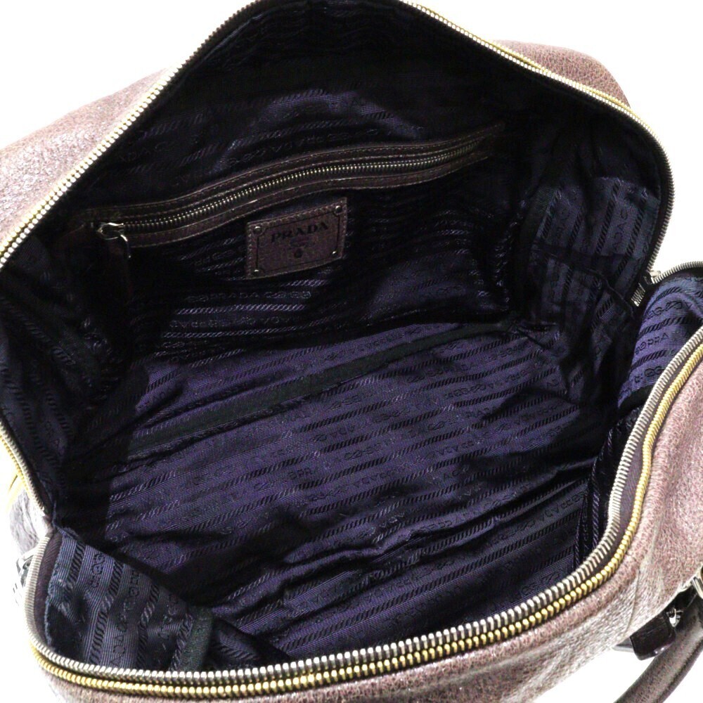 Prada SFU MIRTILLO Leather Bag Glitter Boston - Picture 5 of 7